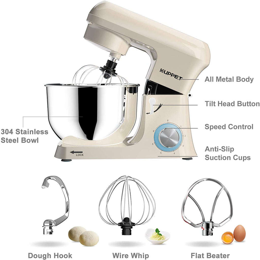Stand Mixer, 6.5-QT 700W 6-Speed Tilt-Head Food Mixer, Metal Kitchen Electric Mixer with Dough Hook, Wire Whip & Beater
