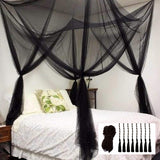 Mosquito NET for Bed Four Corner Post Curtains Bed Canopy Elegant Mosquito Net Set, Stick Hook &Profession Rope for net