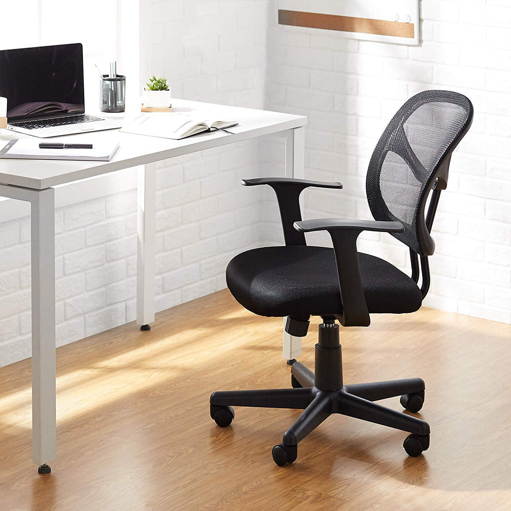 Mid-Back Desk Office Chair with Armrests - Mesh Back, Swivels