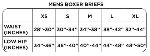 Men's Boxer Briefs Sizing Chart