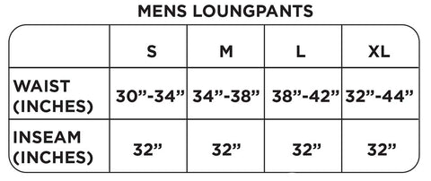 Men's Lounge Pants Sizing Chart