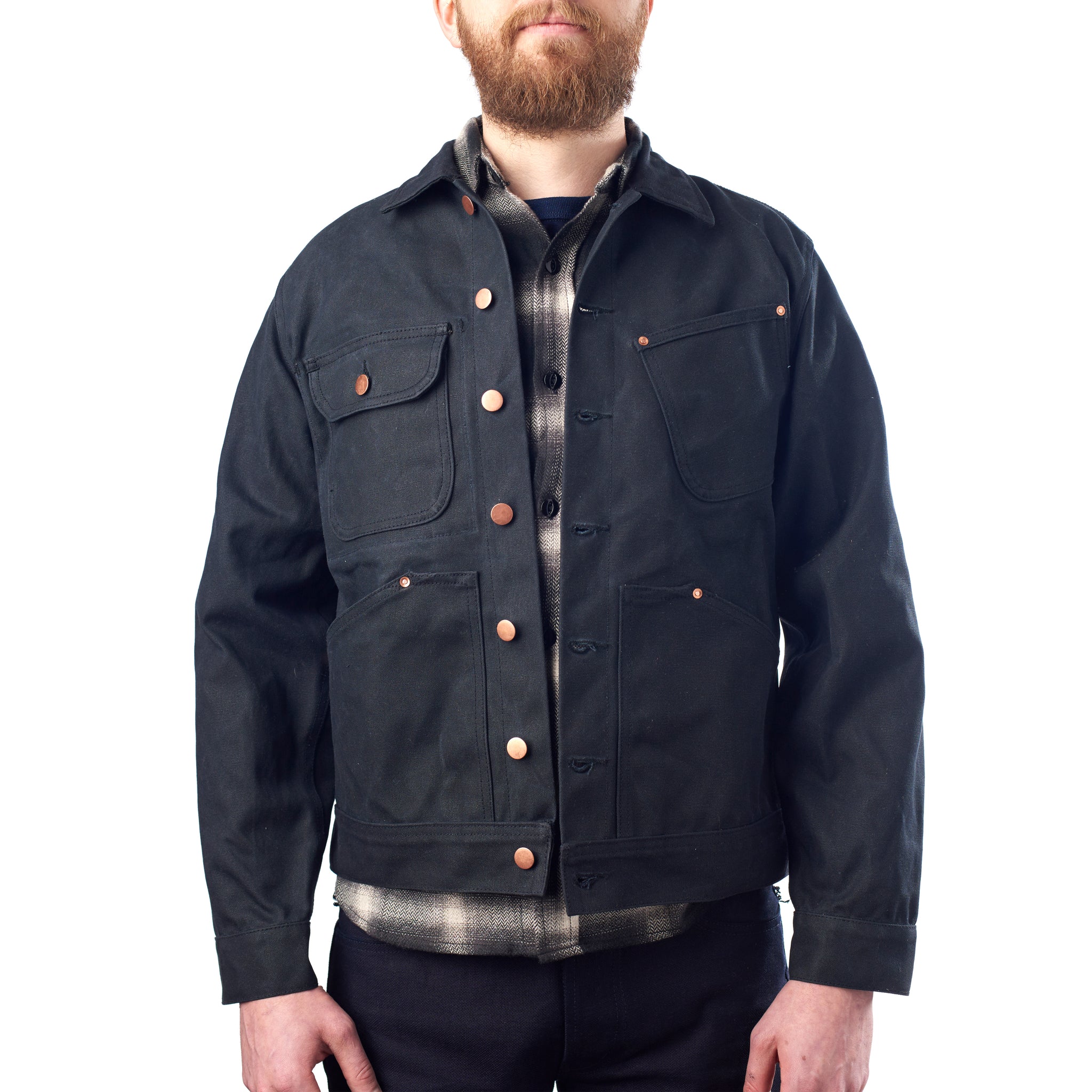 black waxed canvas jacket