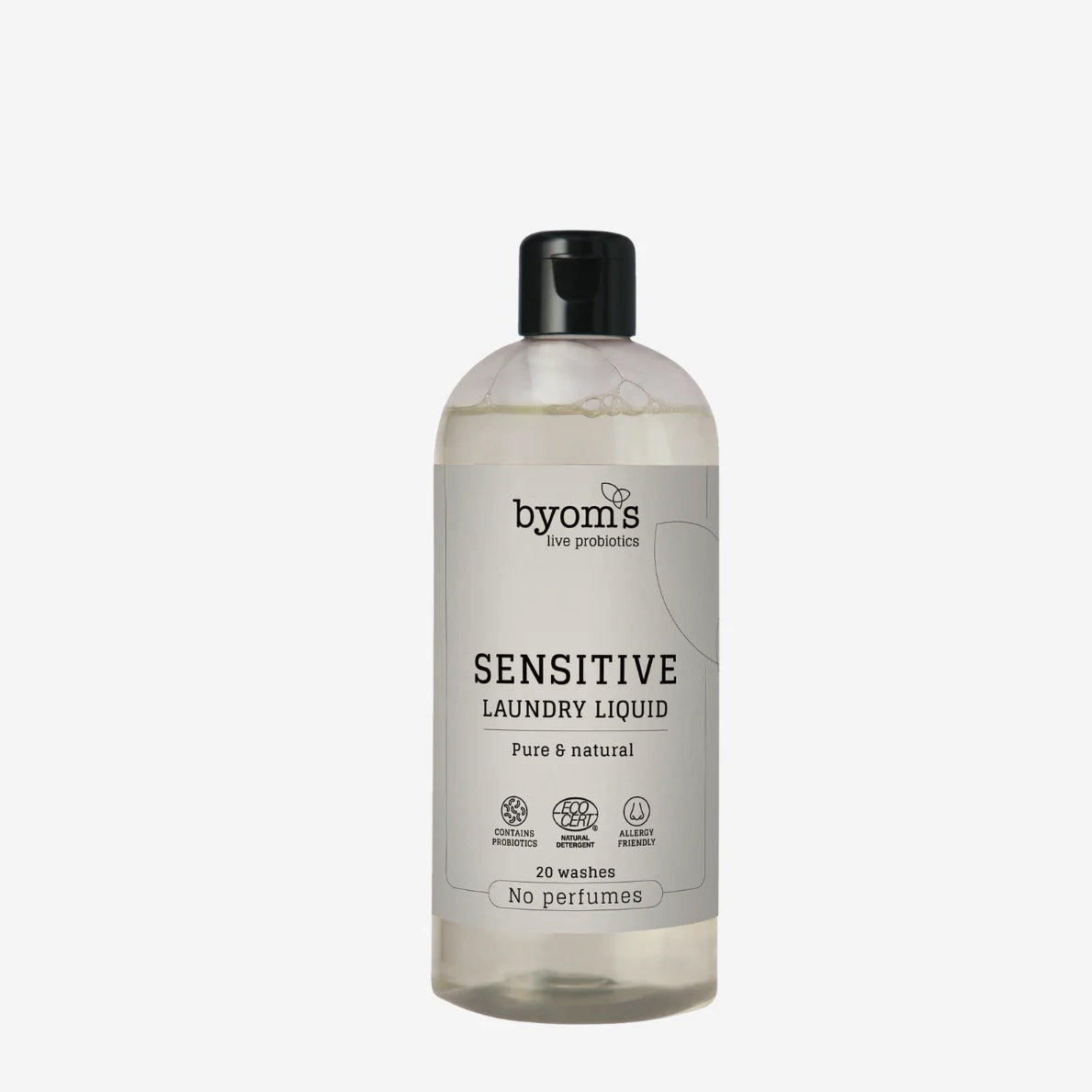 Se Byoms SENSITIVE PROBIOTIC LAUNDRY LIQUID ECOCERT No perfumes - 400 ml hos Green Goddess