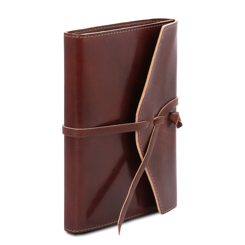 Tuscany Leather leren dagboek notitieboekje zijkant bruin