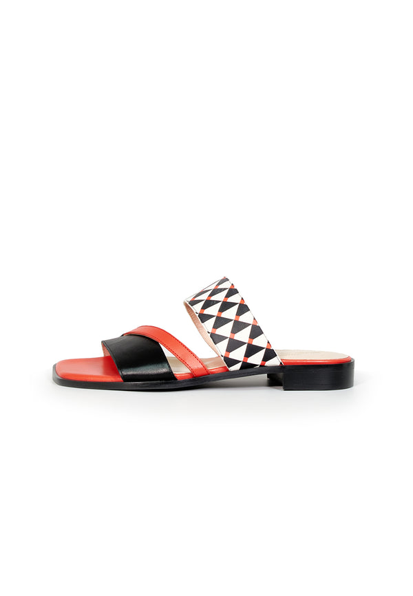 ILLETES CORAL Print Leather and Leather Sandal