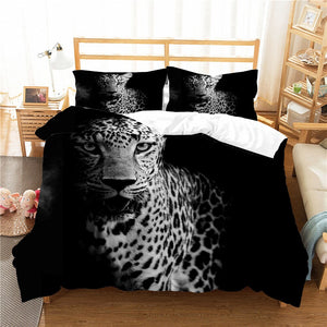Animals Quilt Cover Black Bedding Sets Leopard Print Kids Room
