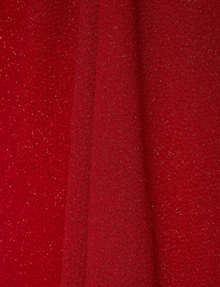 TWEED DRESS(ツイードドレス)のレッドロングドレス・ラメ/ポリウレタン｜T-1284-RDの生地拡大画像です。