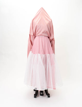 TWEED DRESS(ツイードドレス)のピンクベージュロングドレス・レース｜TW1909-PKBEのスカートパニエ画像です。