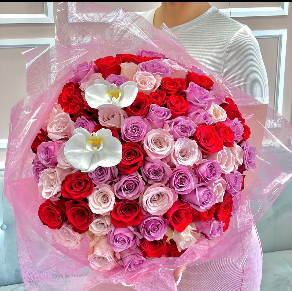 Sunflower Red and Pink Ramo Buchon – Flowers De Bloom