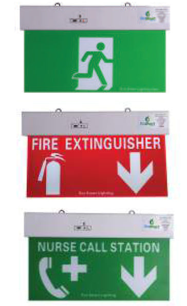 LED Exit Sign Extra low voltage temporary lighting, safe, quick to install, plug in construction lighting