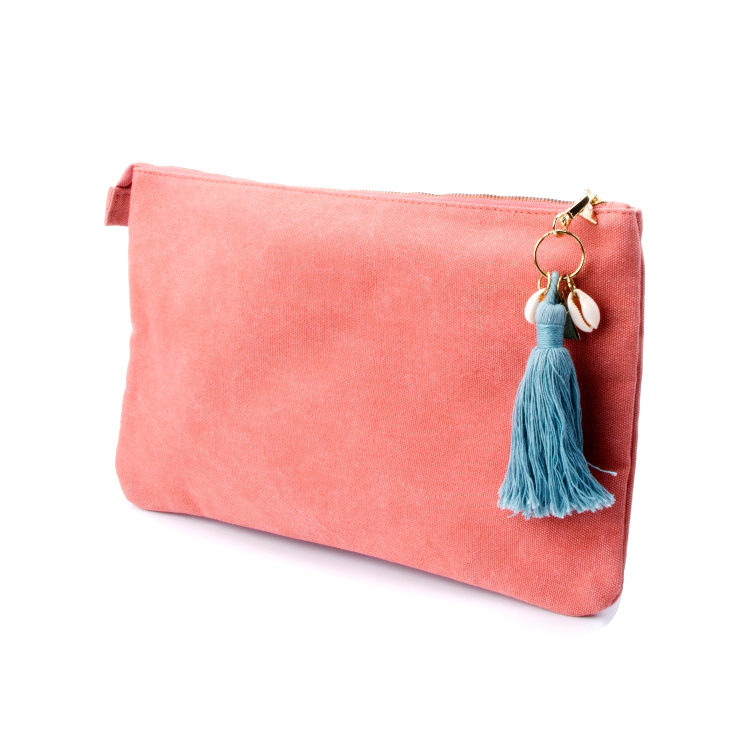 coral pink clutch bag