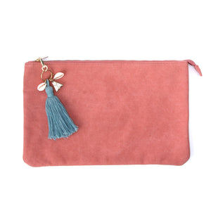 coral pink clutch bag