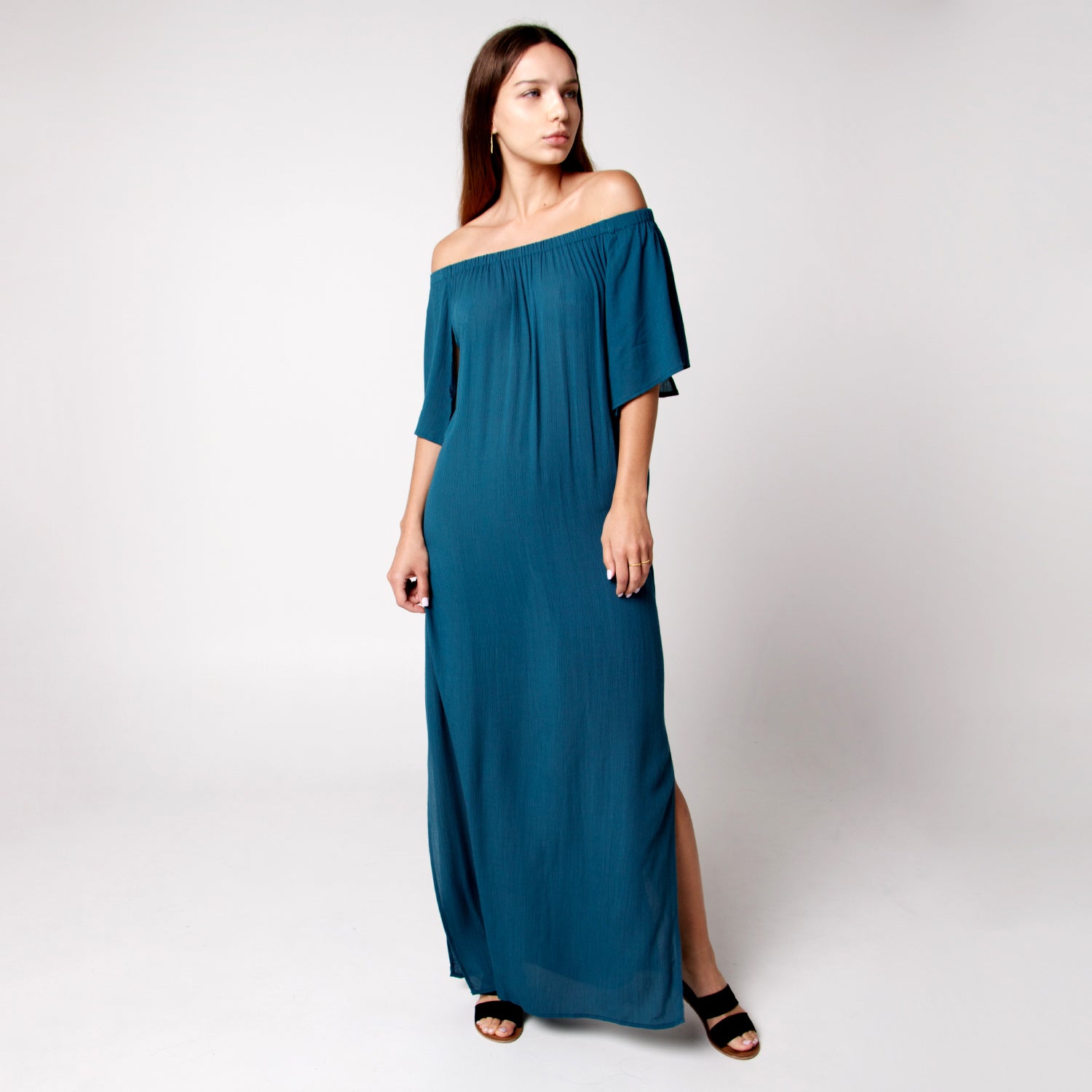 petrol blue maxi dress