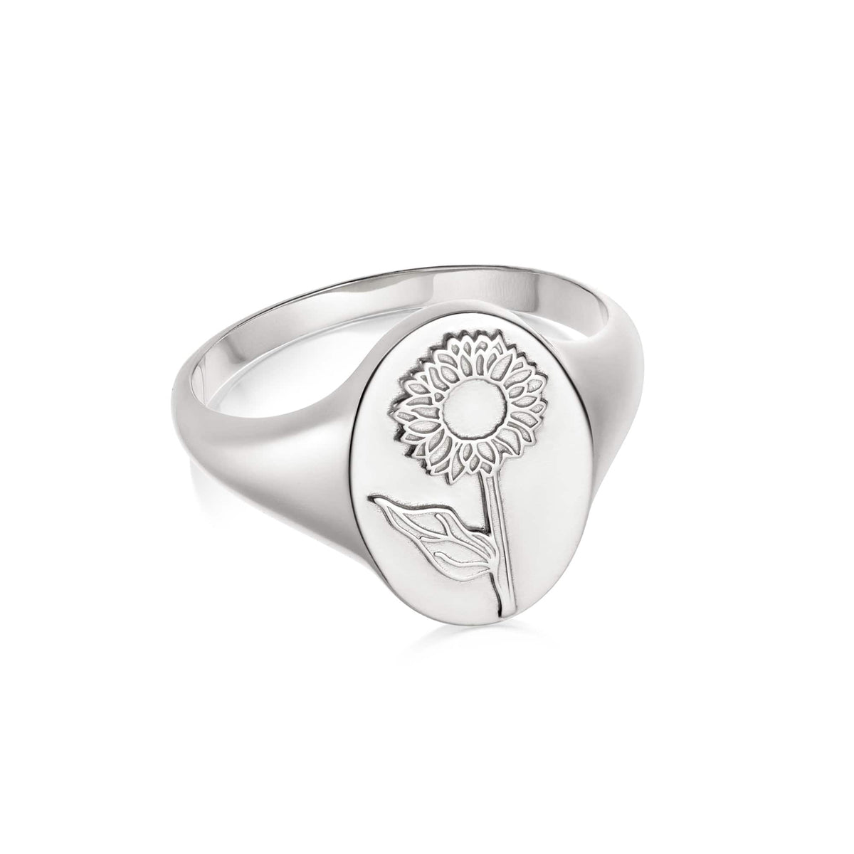 Sunflower Signet Ring Sterling Silver – Daisy London