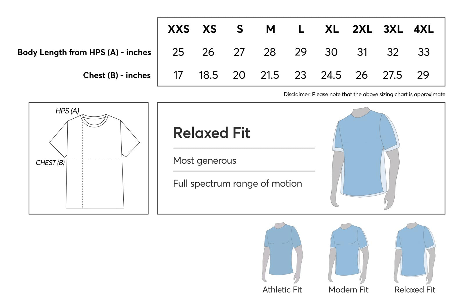 Expert Brand Oxymesh AJ801D Tech Tee Made in USA Sizing Chart