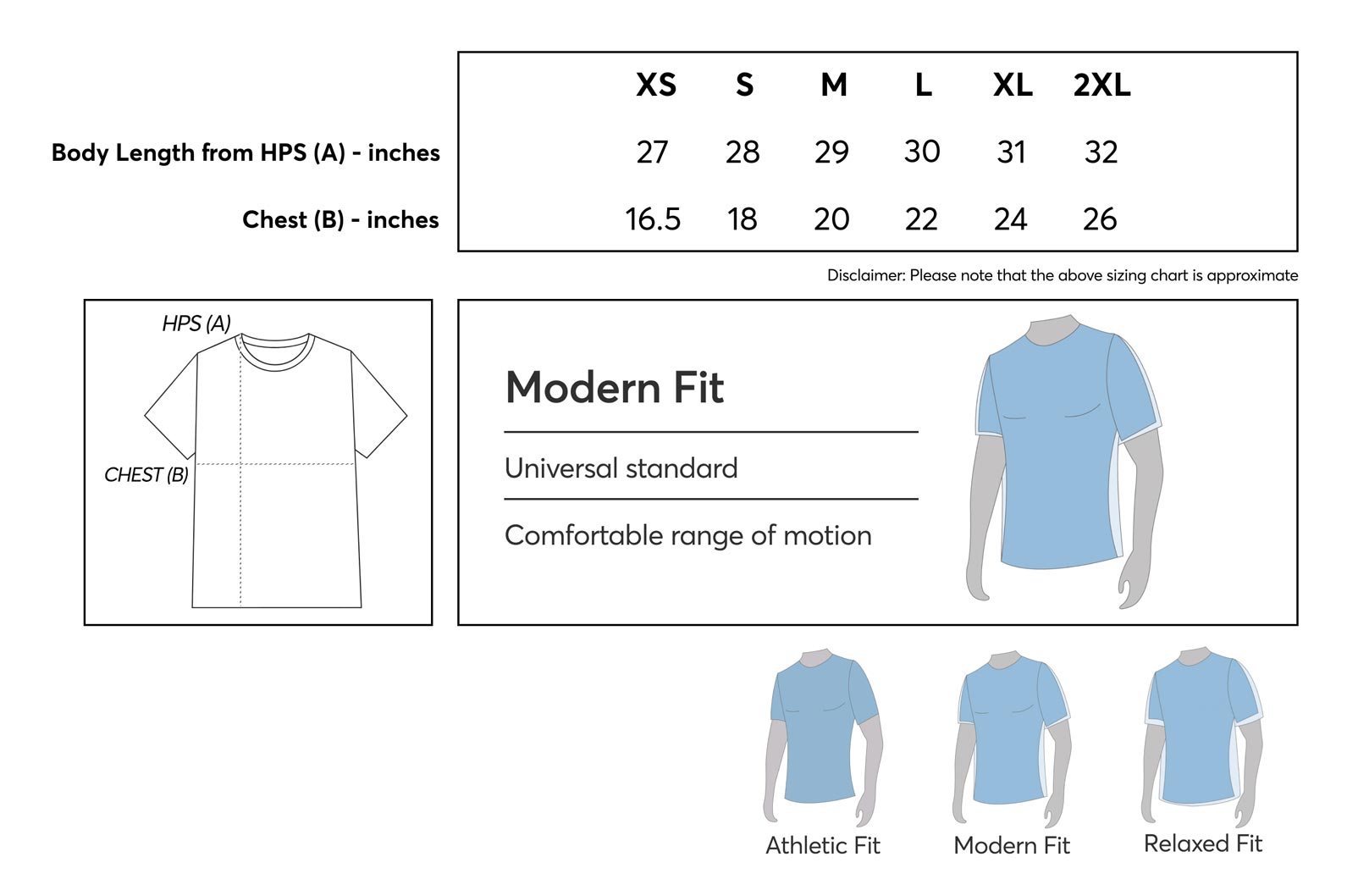 SC801U Soft Organic Cotton Tee Sizing Chart Expert Brand Wholesale