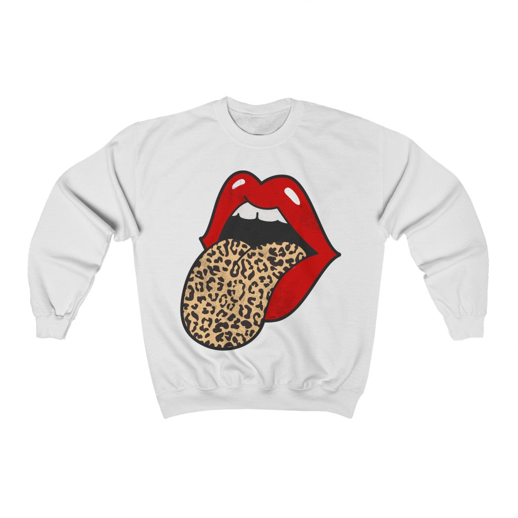 Red Lips Leopard Tongue Out Distressed Unisex Sweatshirt – Always ...