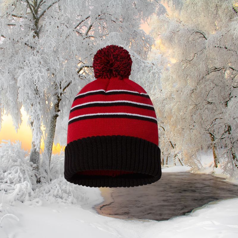 Monogram Beanie - Richardson Stripe Pom Cuffed Beanie - Embroidered