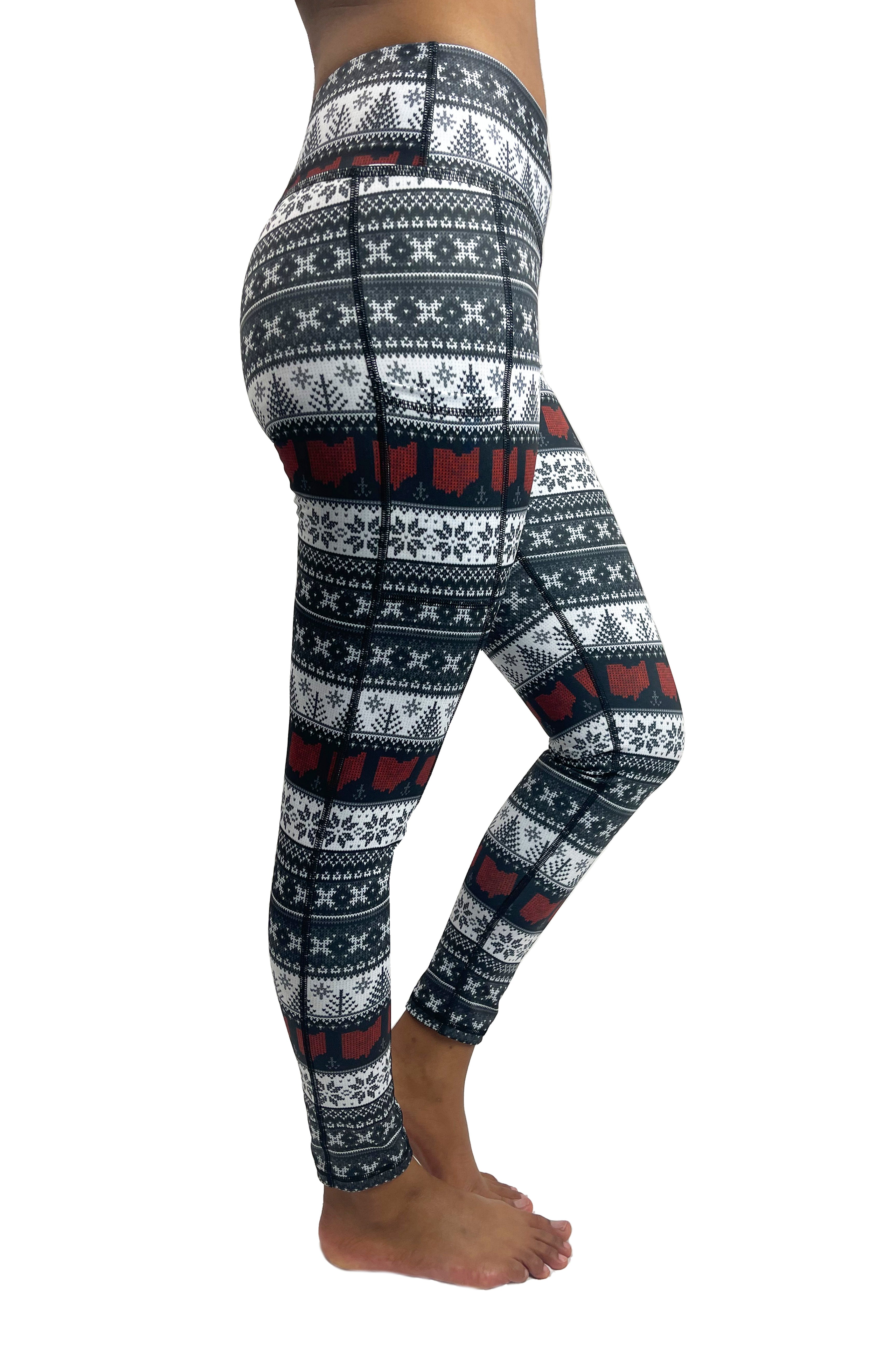 5300 - Ohio Holiday Cell Phone Pocket Legging / Black & White – Bend