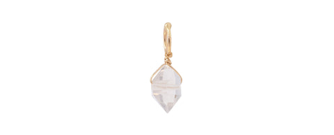 14k gold herkimer diamond crystal charm