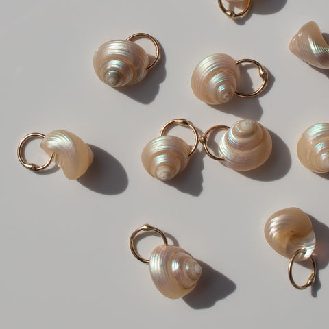 venetian pearl seashell charms with gold loops