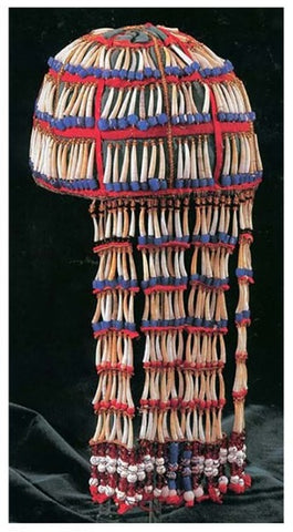 indigenous headdress made out of dentalium tusk shells