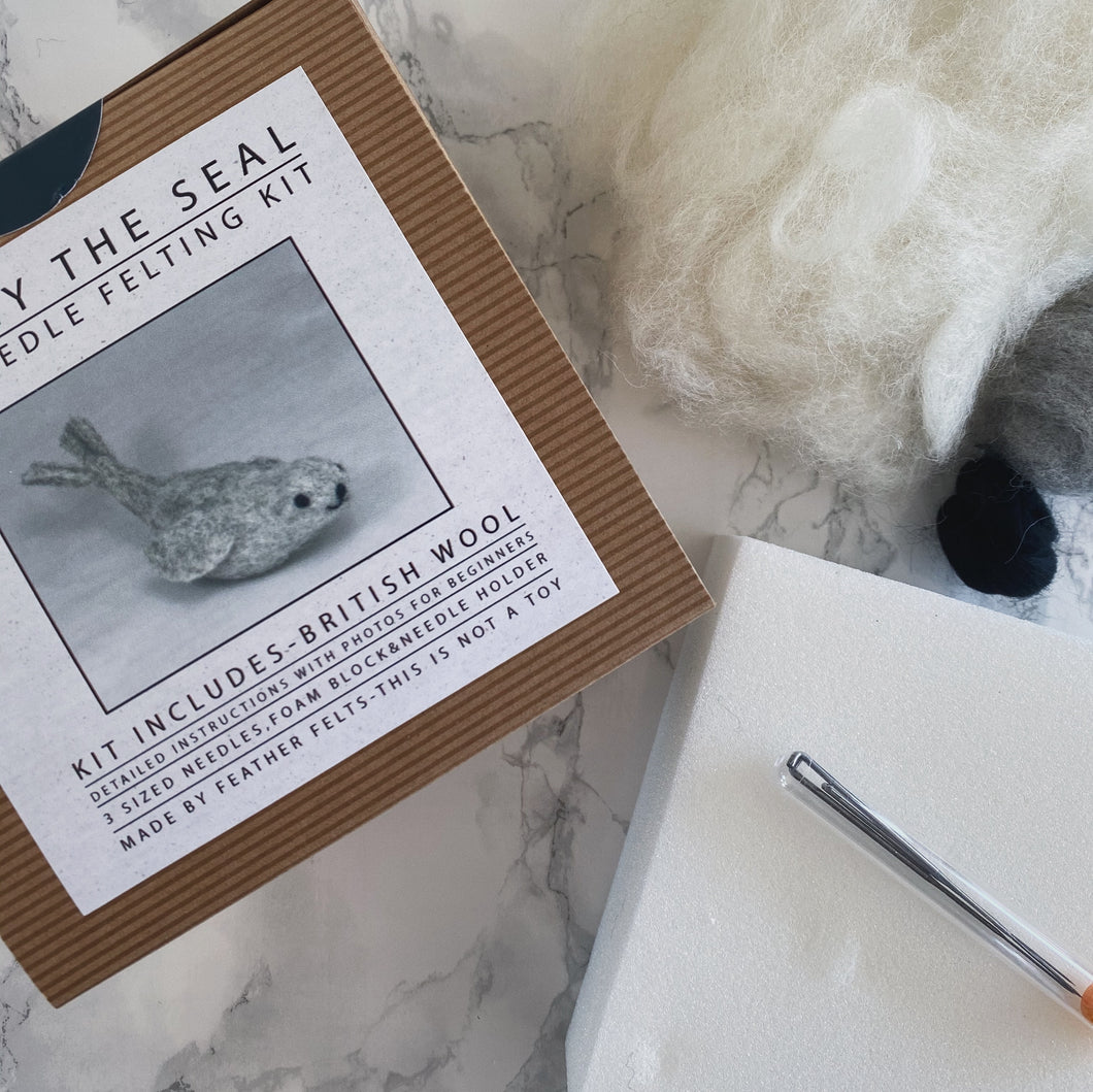 Sammy the Seal DIY needle felting kit - The St. Ives Co. Cornwall Cornish Souvenir Holiday beach Gift Activity Fun For Her Independent Idea Present