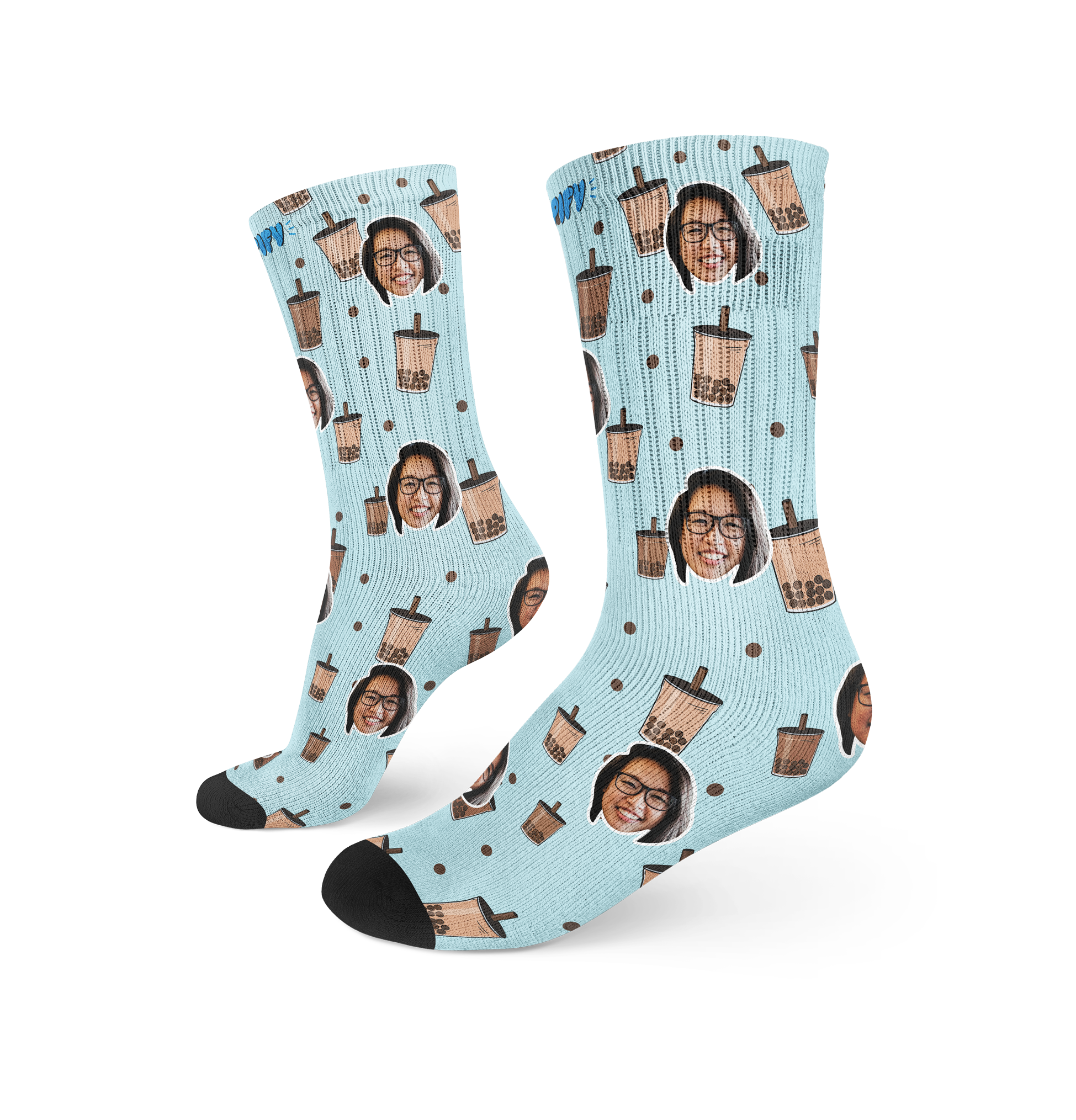 Download Boba Queen Custom Face Socks Happify Socks