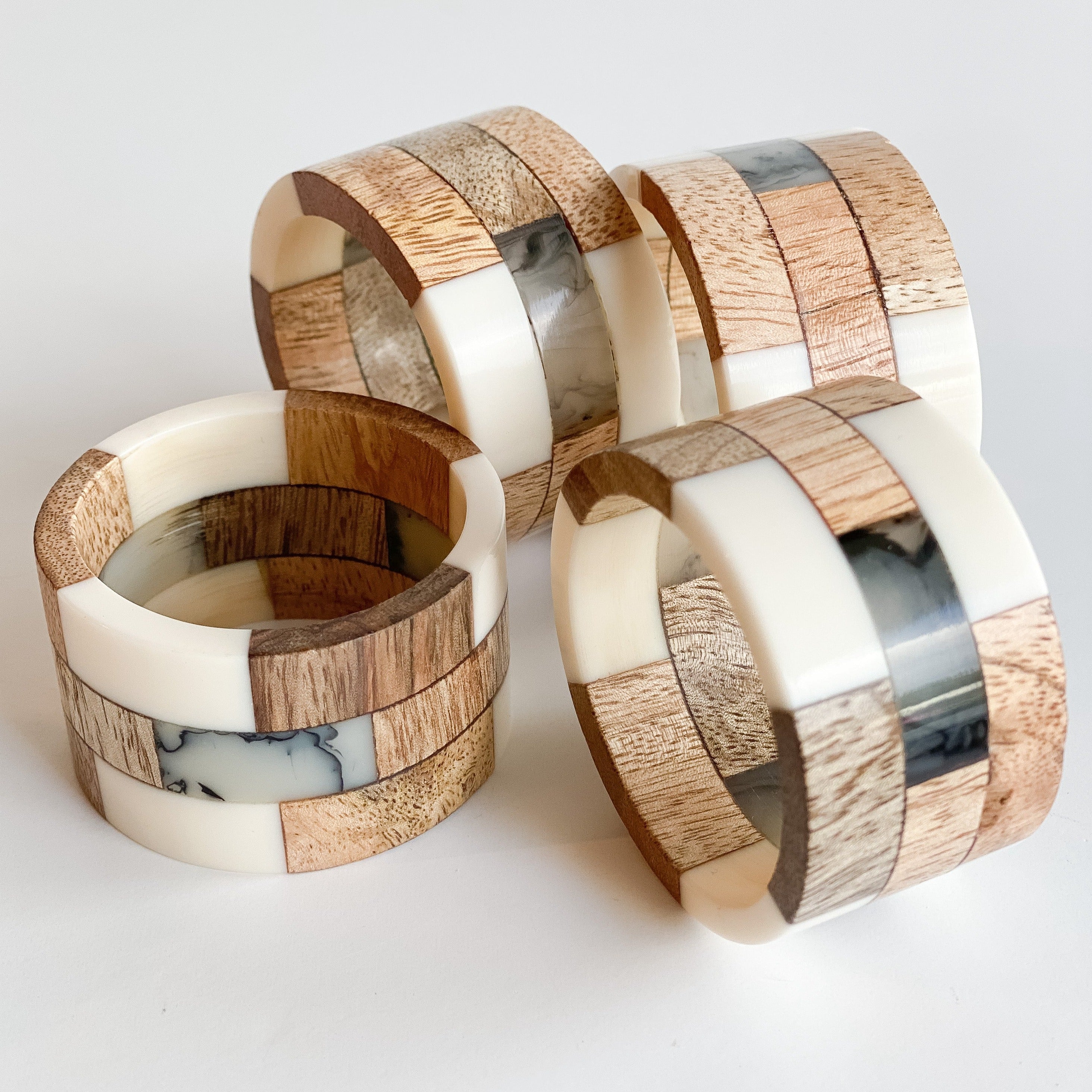 Mango Wood Napkin Rings - Set of Four
