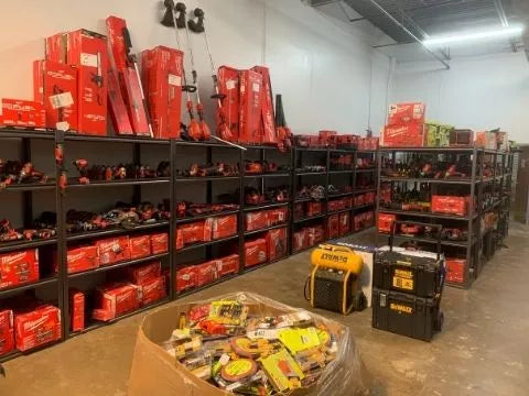 Milwaukee tools for sale on shelves in our Fort Mill store.