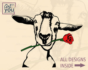 Download Romantic Goat With Flower Clipart Valentine S Day Svg Png Dxf Farm Art4youspace