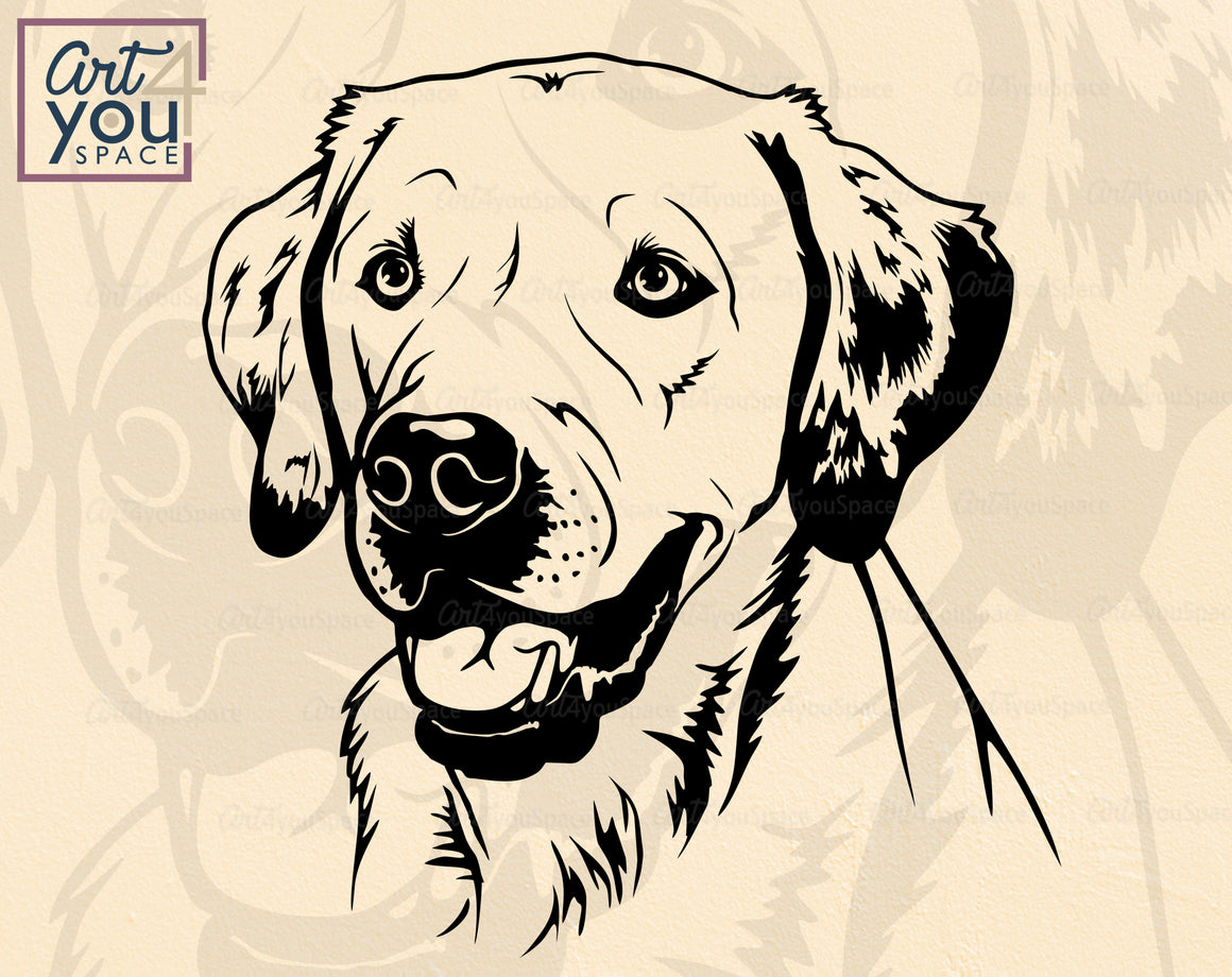 Labrador Retriever Portrait SVG PNG DXF, Dog Laser Cut Vector Download