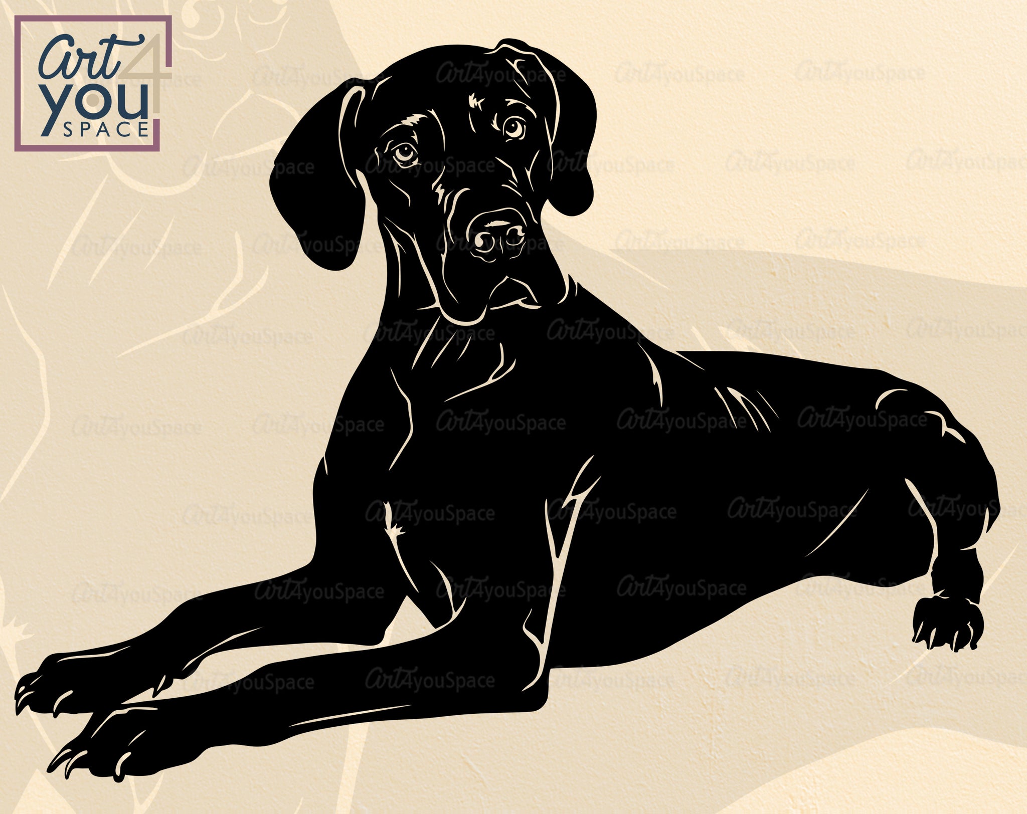 Great Dane Black SVG DXF PNG Download, Peeking Dog Face Vector Clipart