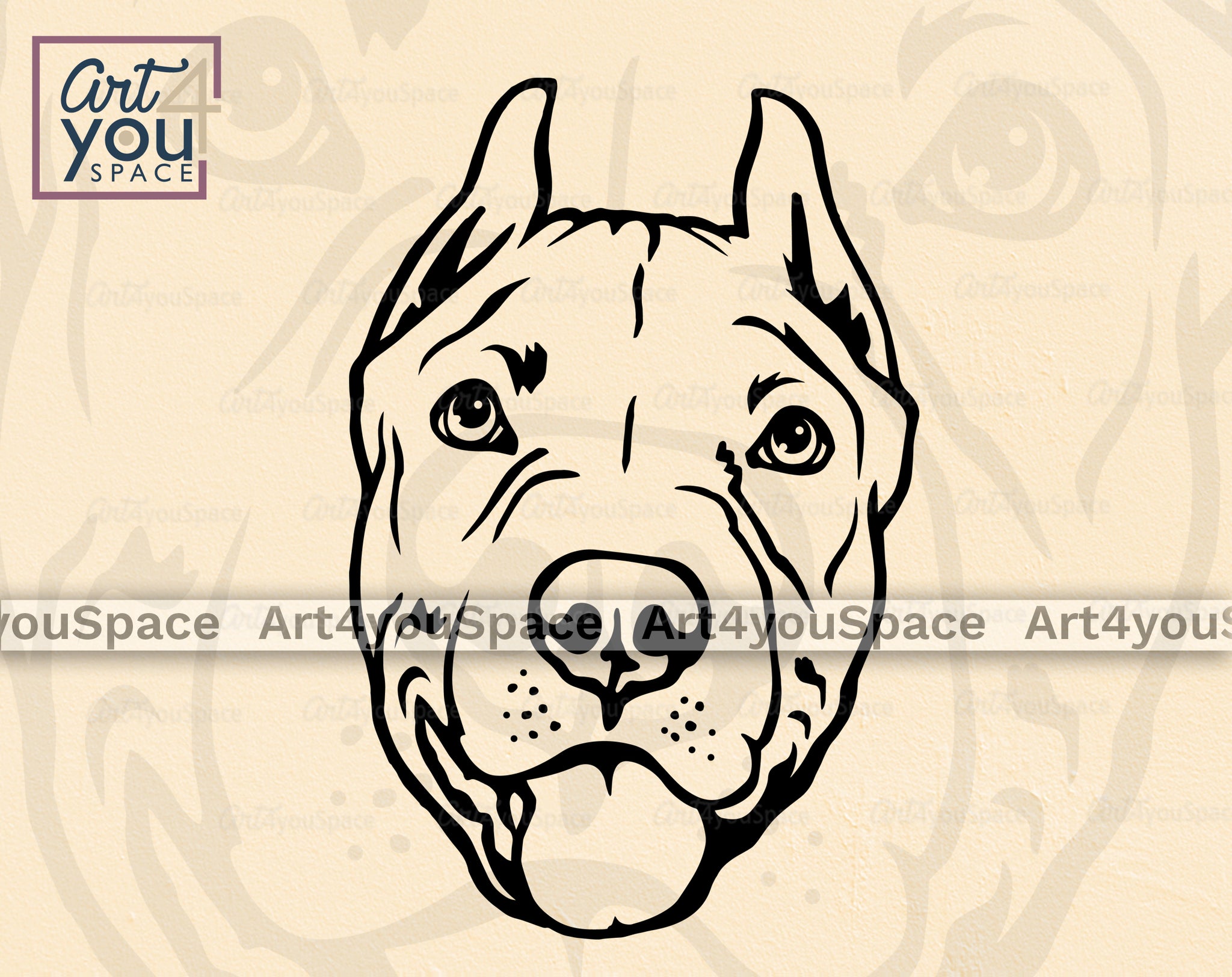 Cute American Bully SVG PNG DXF, Dog face Vector Clipart Download, Pri