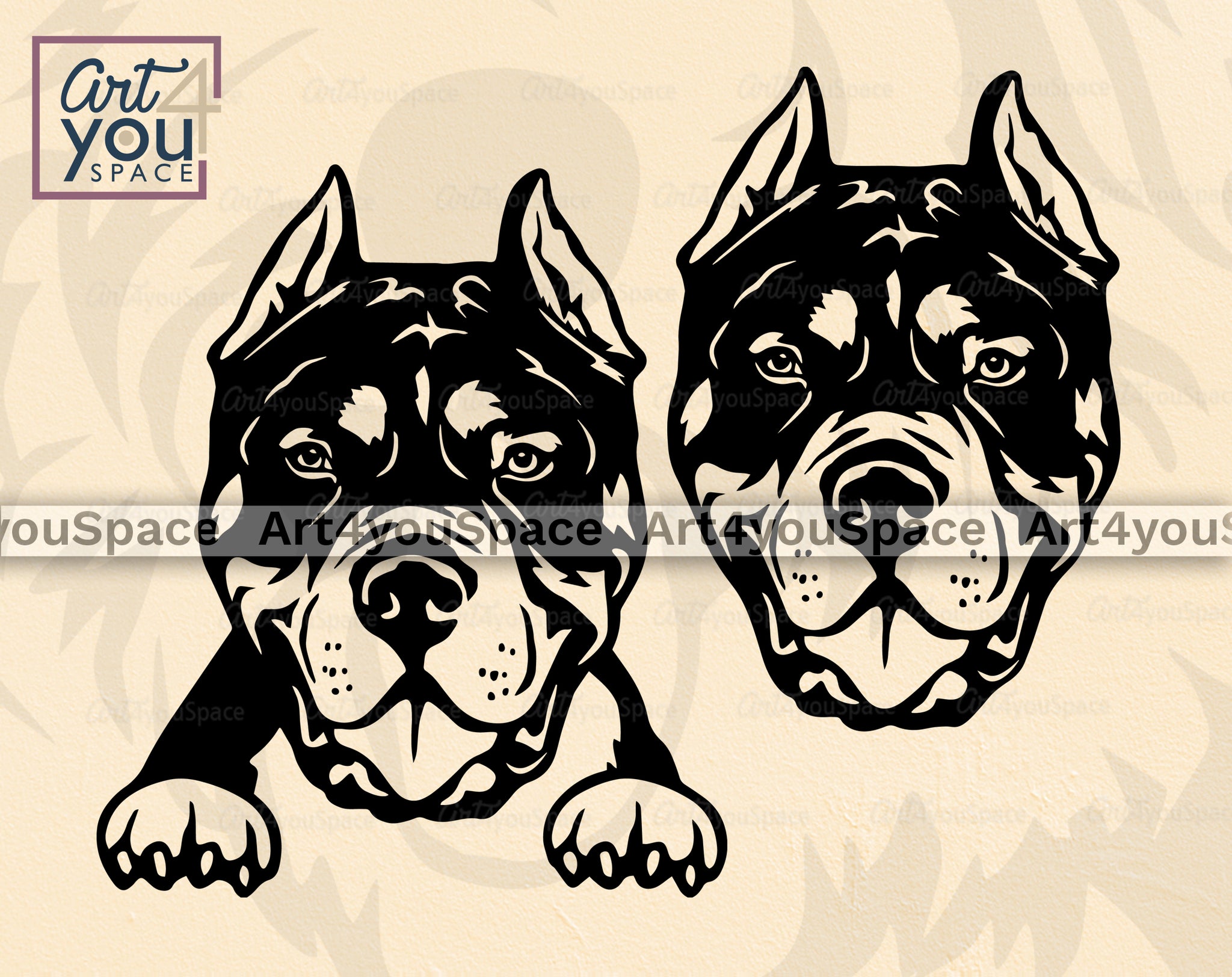 Americam Bully Dog SVG PNG DXF, Vector Clipart Download, Printable Art