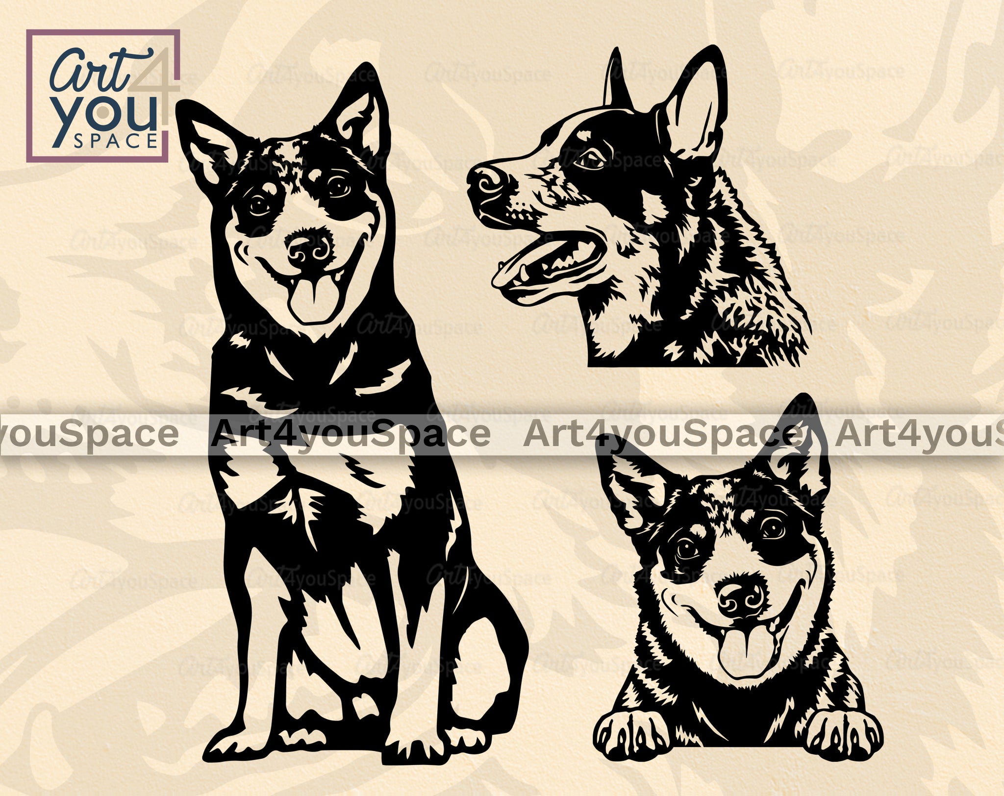 Papercraft Dxf Eps Australian Cattle Dog SVG Clipart Files for Cricut ...