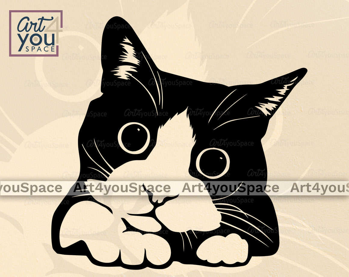 Funny Black Cat SVG PNG DXF Cricut, Clipart Download, Vector, Printabl