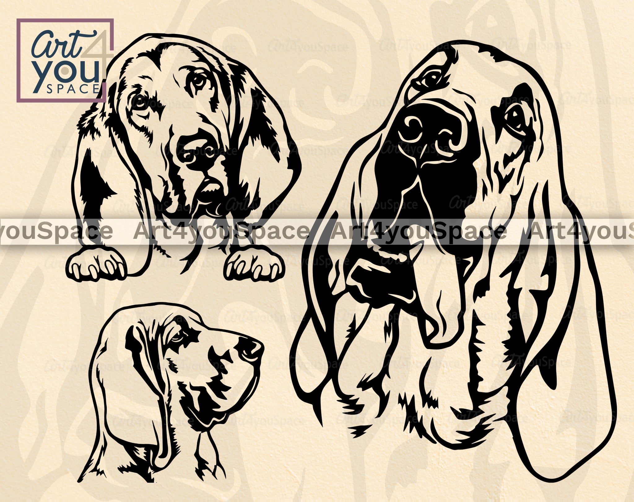 Bloodhound SVG PNG DXF Cricut, Clipart, Download, Vector – Art4youSpace