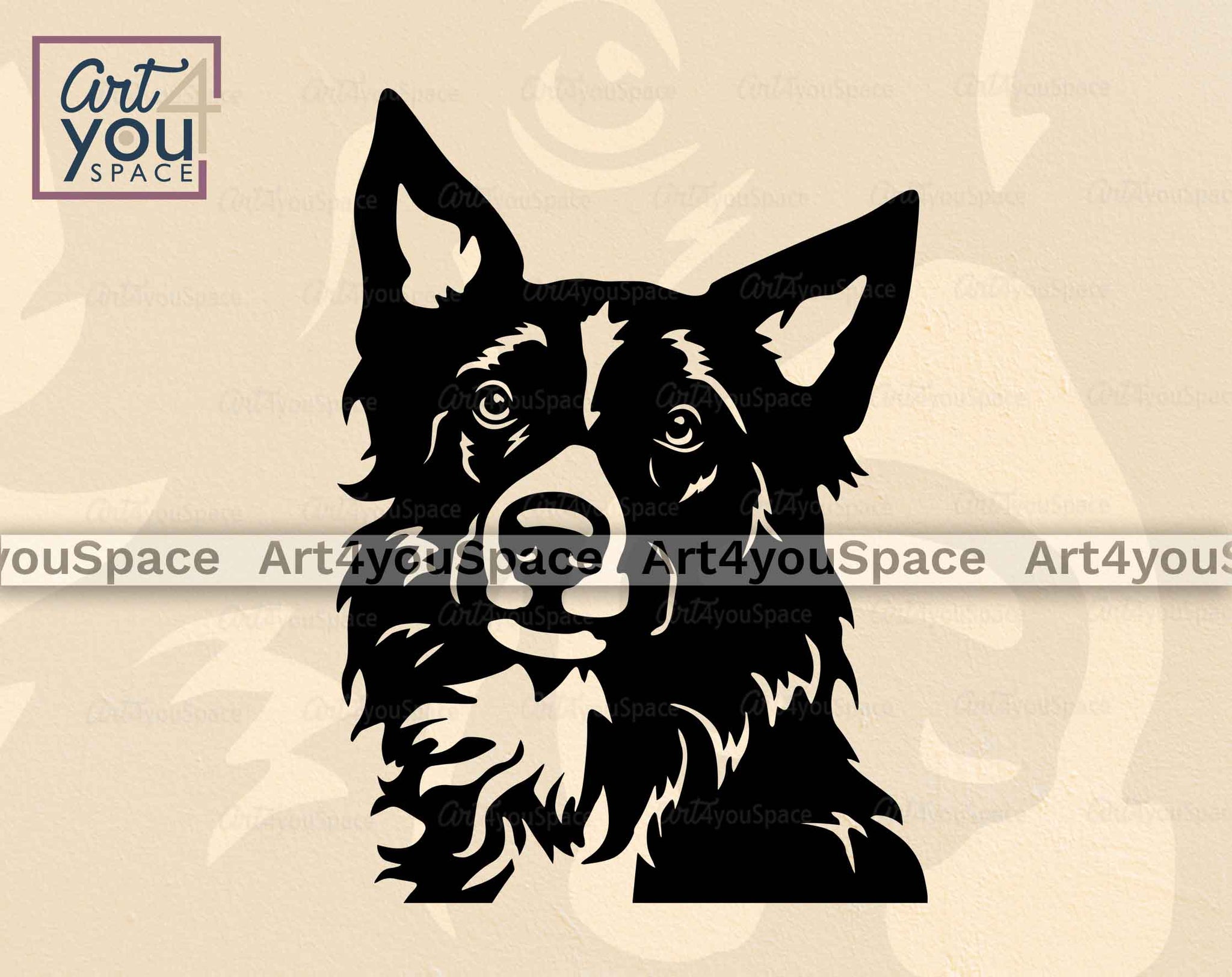 Border Collie Face SVG, Dog Plasma Cnc Laser Cut Vector Download Dxf ...