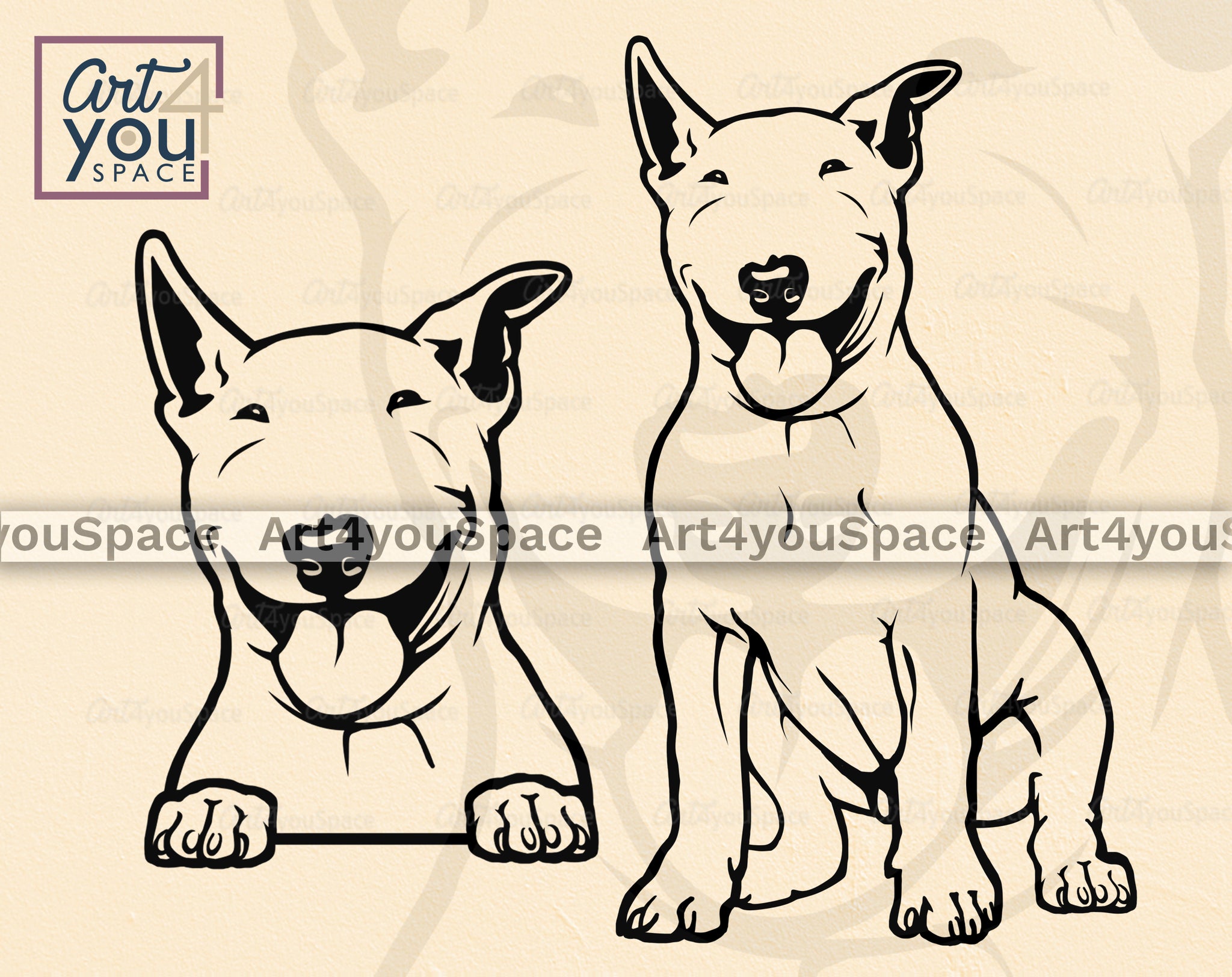 Bull Terrier SVG PNG DXF, Dog Vector cCipart Download, Cricut