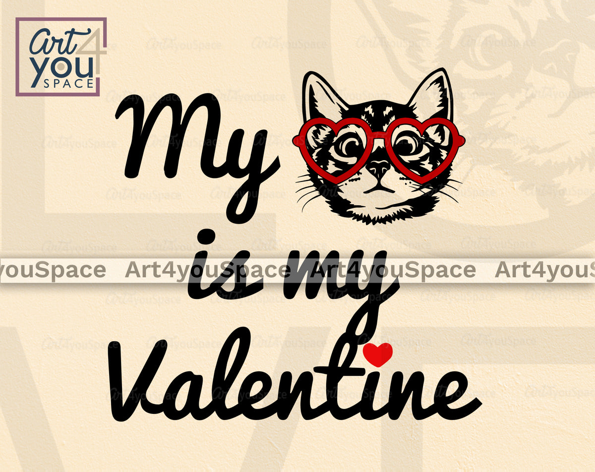 Cat Valentine SVG PNG DXF Clipart, Cricut, Vector, Cameo – Art4youSpace