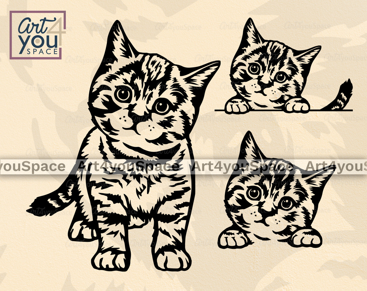 Little Cat SVG PNG DXF Cricut, Vector, Clipart, Download – Art4youSpace