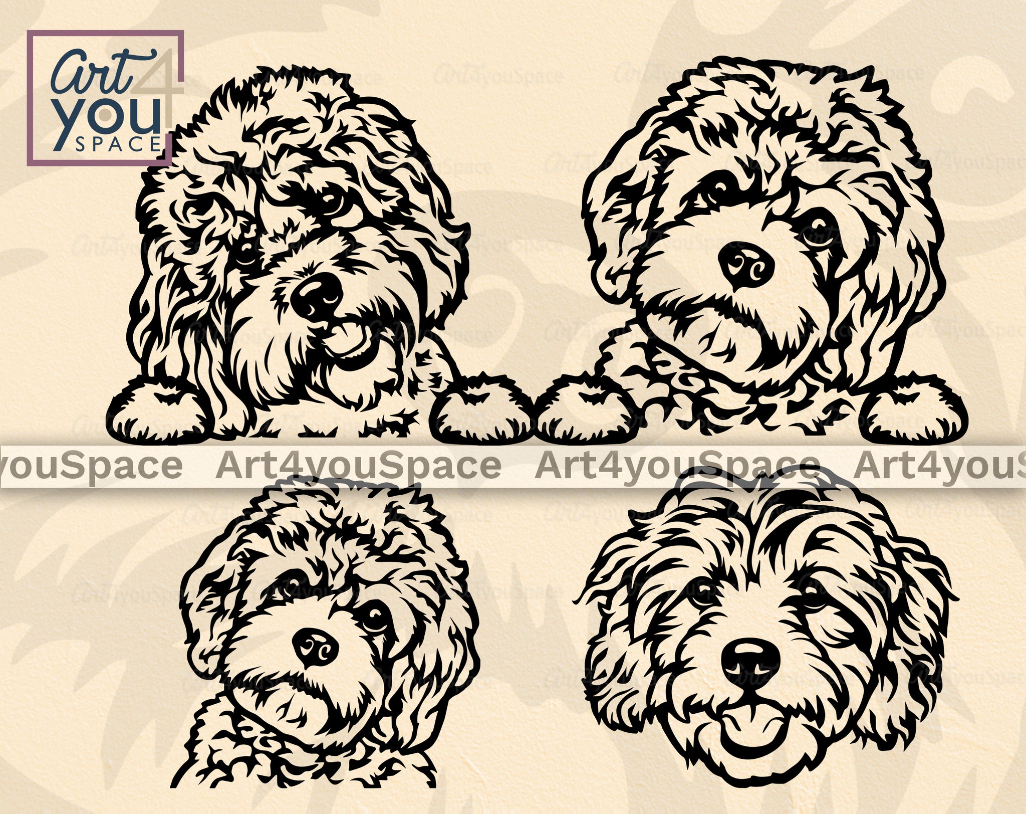 Cavapoo SVG PNG DXF, Cricut, Cute Puppy Clipart, Download PNG, Vector