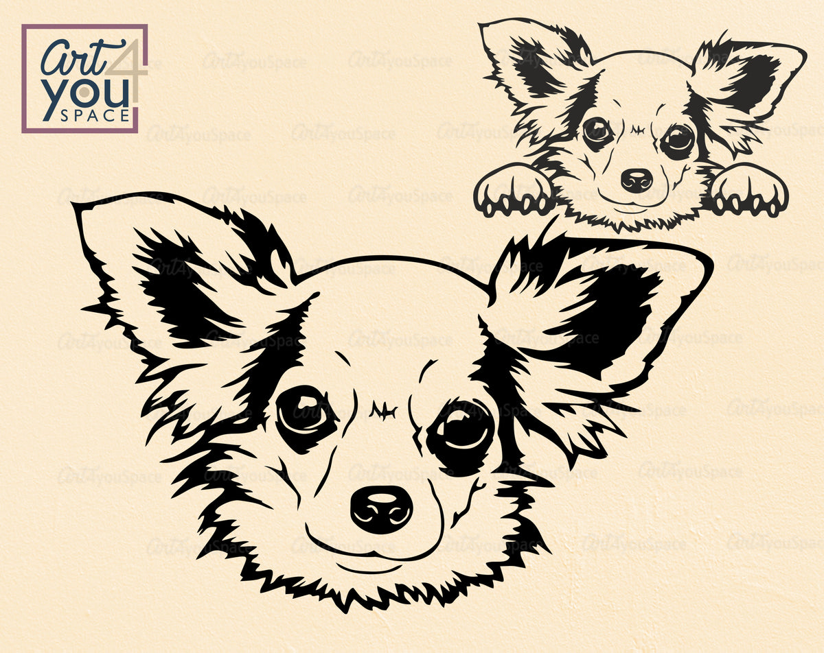 Chihuahua SVG DXF PNG, Cricut Project, Cute Dog Face Vector Clipart Do