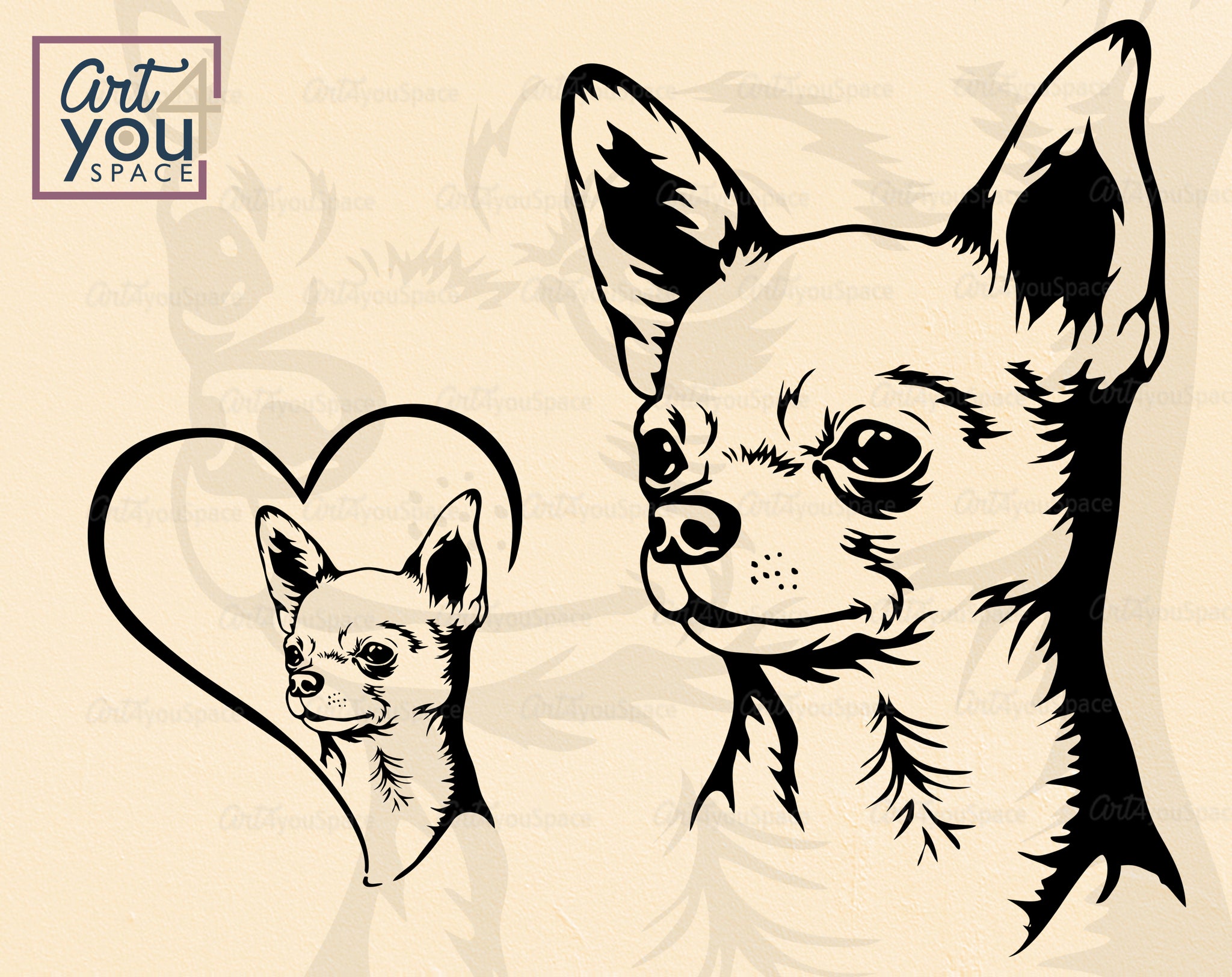 Chihuahua SVG PNG DXF, Dog Face Vector Clipart Download, Cricut
