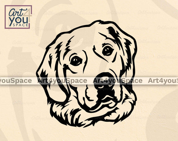 Golden Retriever Face SVG Cricut, Dog Portrait Vector Image Download