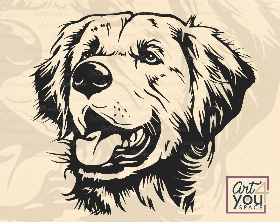 Golden Retriever SVG,PNG DXF, Download Goldie Clipart, Vector Graphics