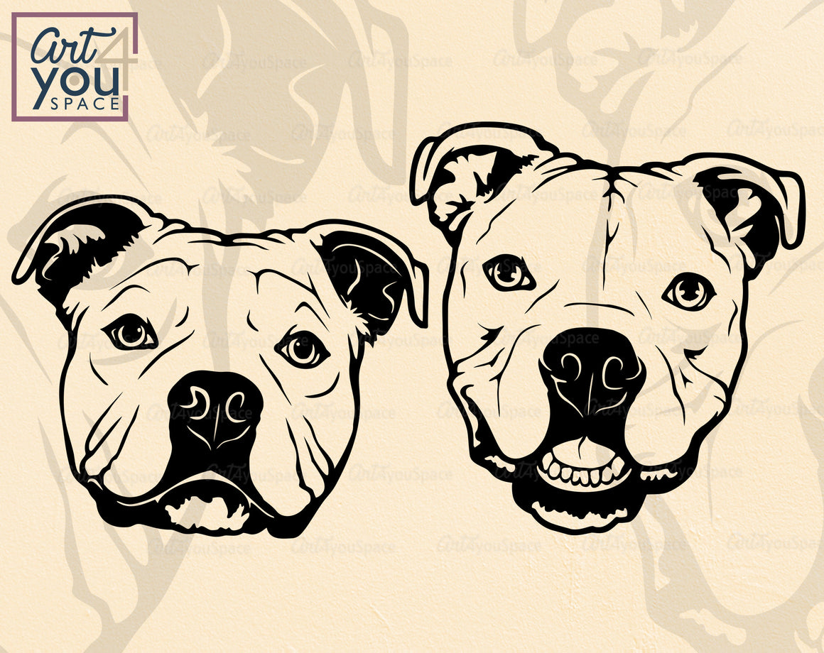 Cute American Bully SVG PNG DXF, Vector Clipart Download, Printable Ar