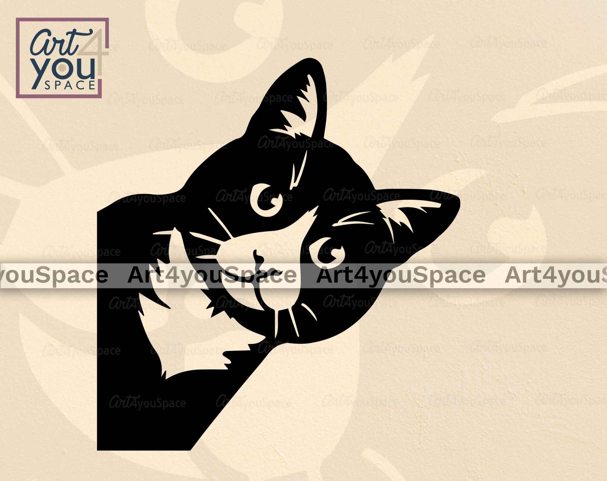Tuxedo Cat SVG File Cricut Download, Peeking Cat Clipart, Cnc Plasma V