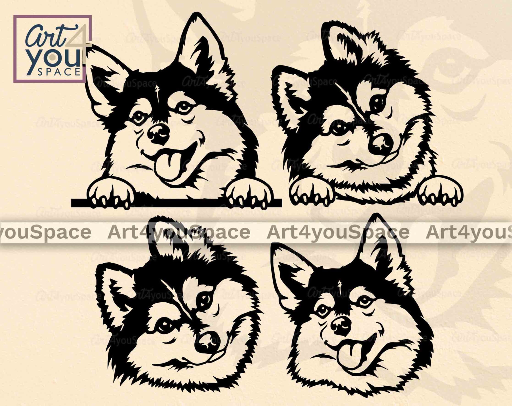 Pomsky SVG Files For Cricut Download, Dog Breed Plotter Cut Vector, Cl